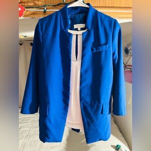Umgee & Ambiance Apparel Royal Blue Blazer and white top set S/M staple set